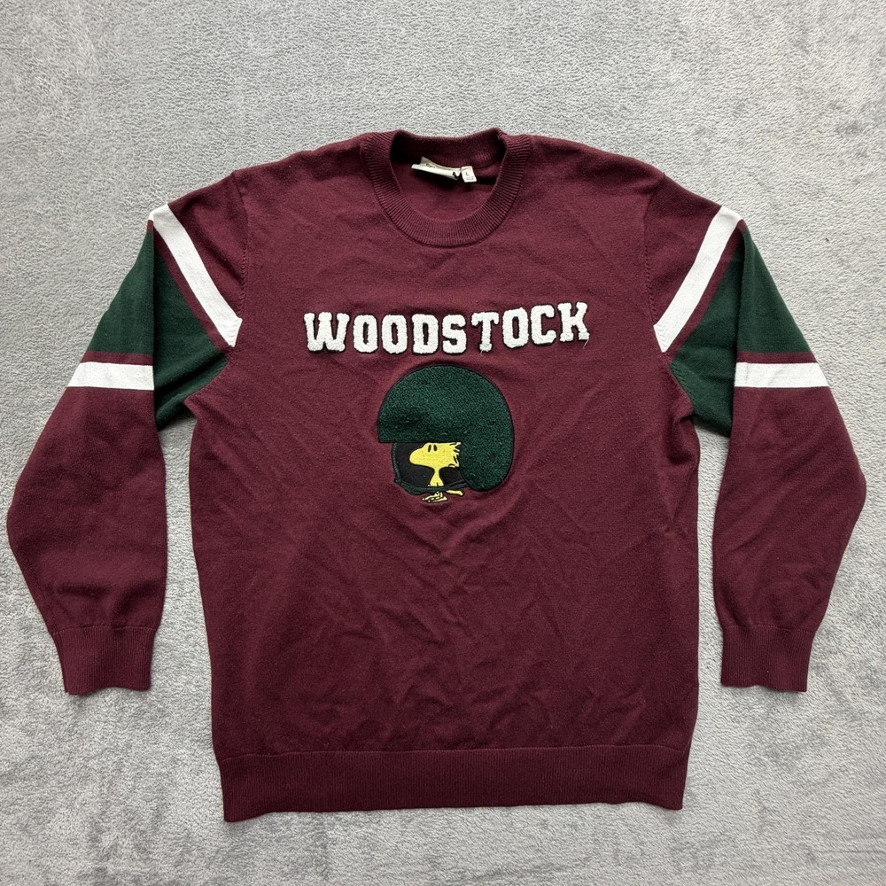 Aeropostale Sweater Mens Large Red Woodstock Peanuts Graphic Pullover Crewneck